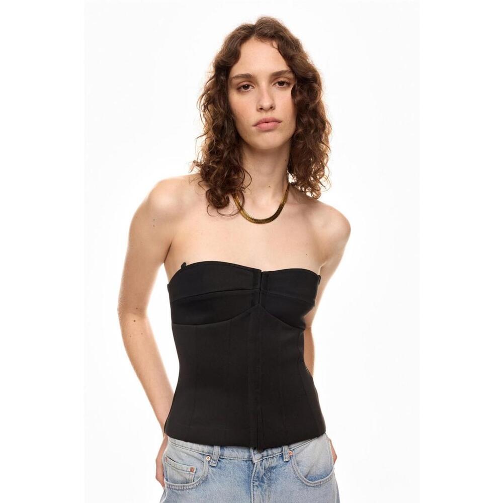 Good American Black Scuba Strapless Top Size L